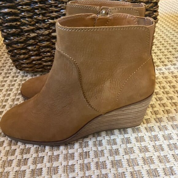Lucky Brand Camel Brown Suede Wedge Zanta Bootie Boot Womens Sz 9.5 - Picture 9 of 9
